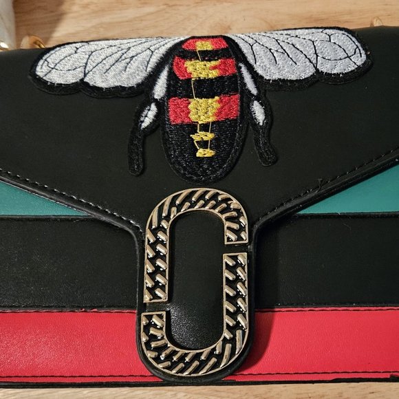 Inspired Queen Bee Shoulder Handbag Heavily Embroidered Gold Hardware  NWOT - Picture 2 of 5